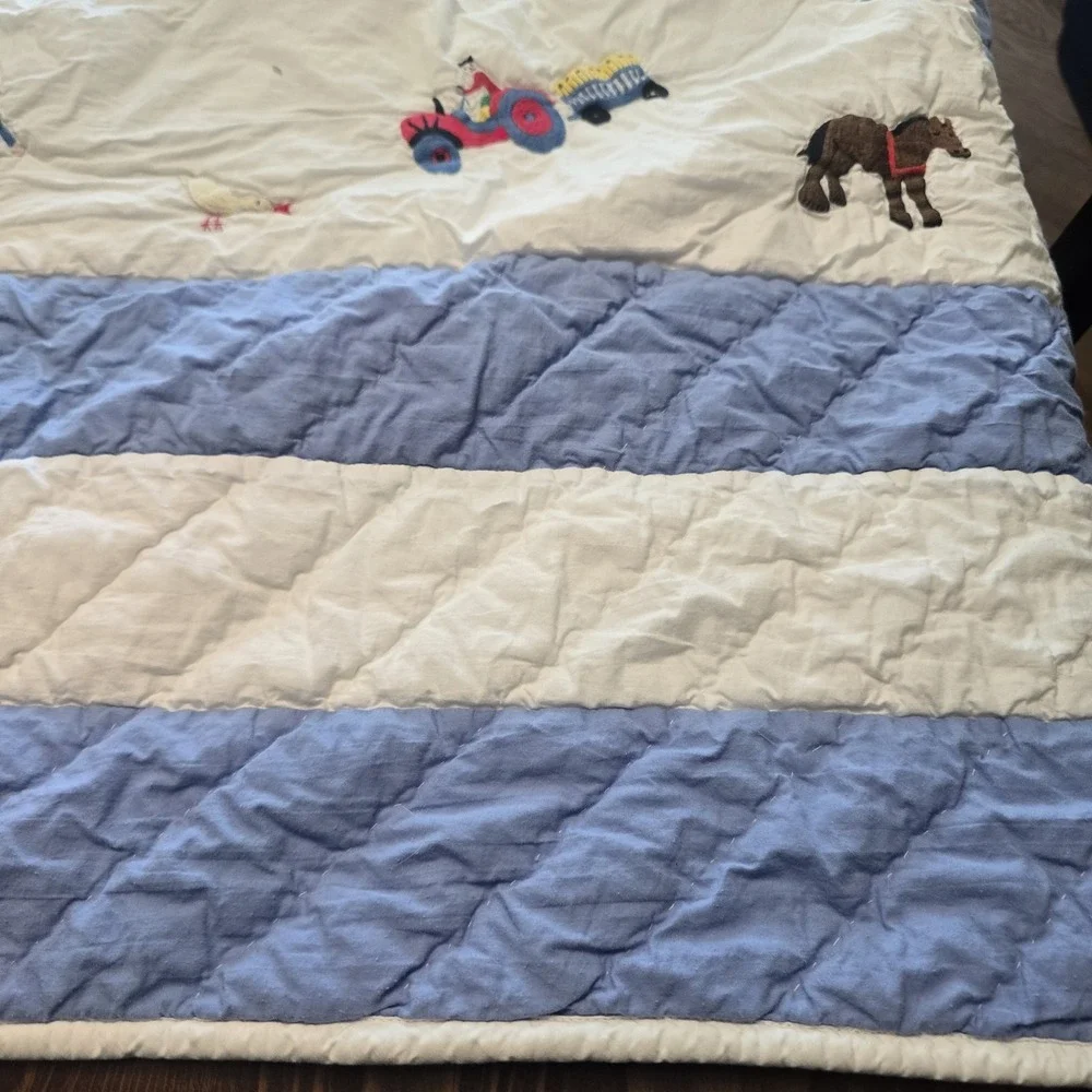 Rare Garnet Hill Kids Twin Size Quilt Blanket Farm Animals Theme Adorable EUC